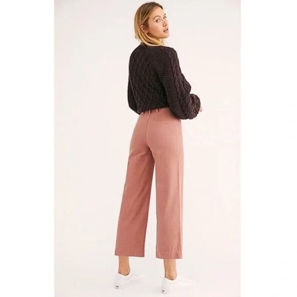WE THE FREE Women's Patti Wide Leg Cropped Pants Size 25 In Rose - Picture 2 of 5